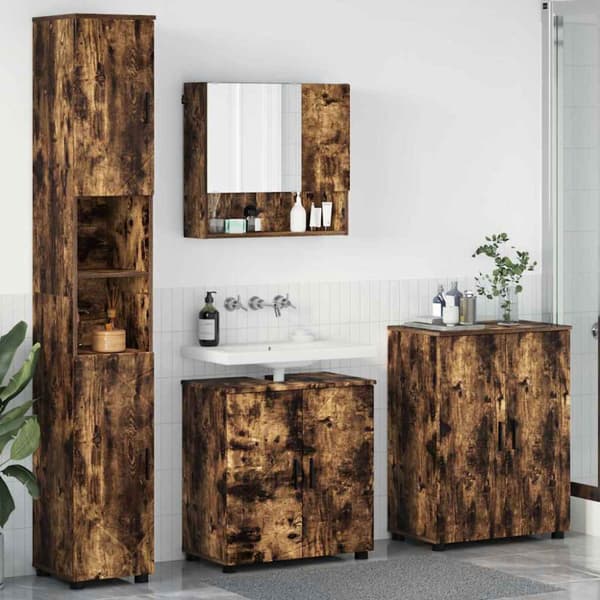 Badrumsmöbelset 4 st Rökt ek 61 x 35 x 64 cm