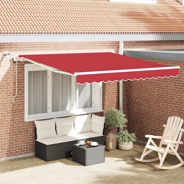 Utfällbar markis Röd 300 x 250 cm Polyester och metall