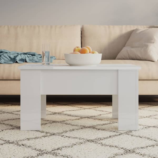 Soffbord vit högglans 79x49x41 cm konstruerat trä
