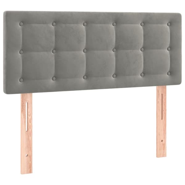 Ramsäng med madrass ljusgrå 90x200 cm sammet