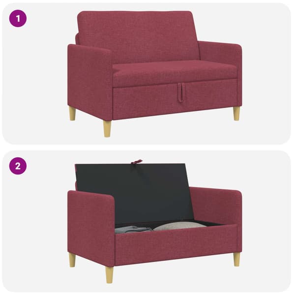 Soffa med förvaring Vinröd 122 x 78 x 87 cm Polyester
