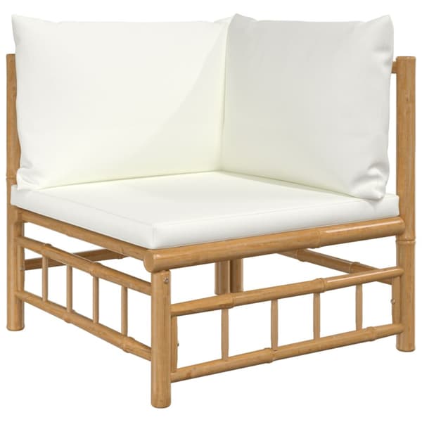 Loungegrupp 6 delar gräddvita dynor bambu