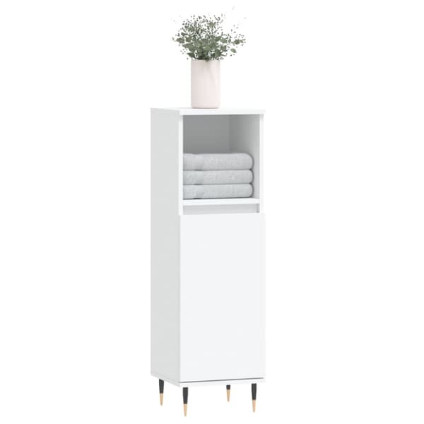 Badrumsskåp vit 30x30x100 cm konstruerat trä