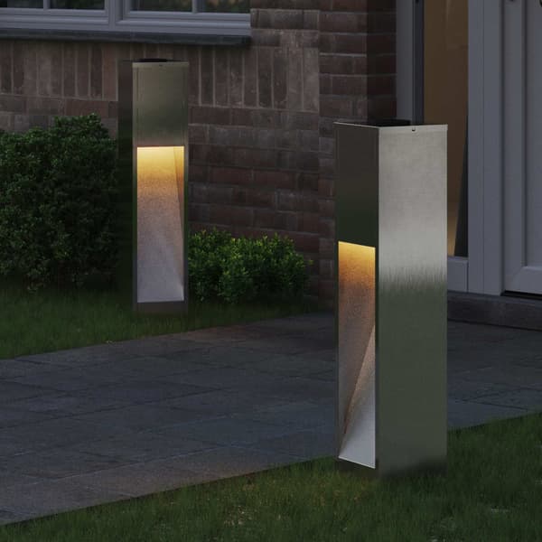Solcell LED-vägbelysning 2 pcs Silver Rostfritt stål
