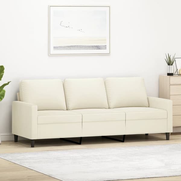3-sitssoffa gräddvit 180 cm sammet