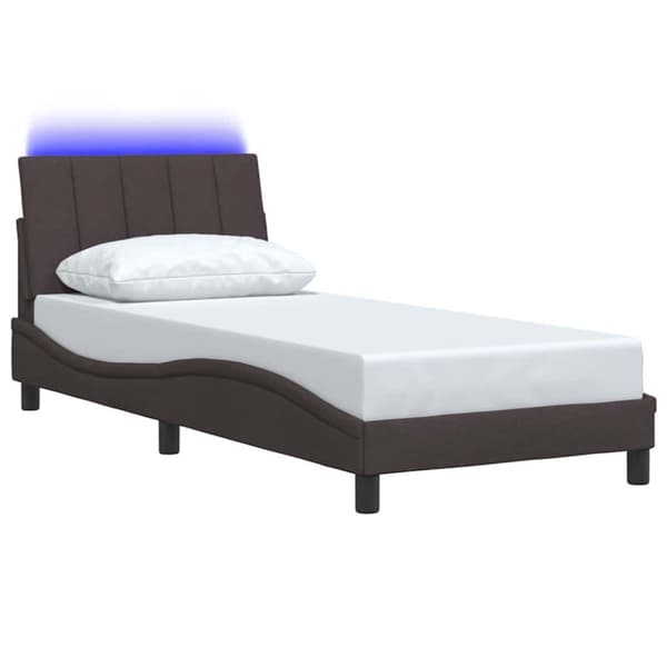Bed Frame without Mattress "Hanko" Dark Brown 90x190cm Fabric