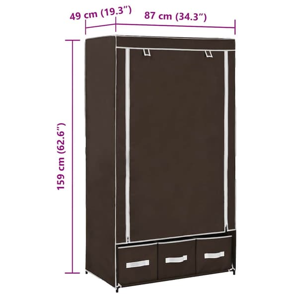 Garderob brun 87x49x159 cm tyg