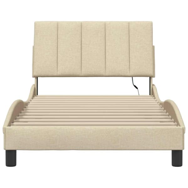 Bed Frame without Mattress "Hanko" Cream 100x200cm Fabric