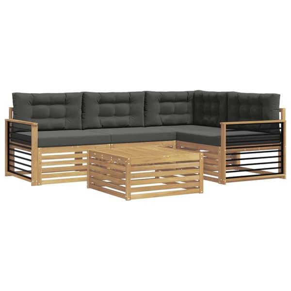 Utomhussoffset med kudde 6 pcs Vit och antracit Polyester