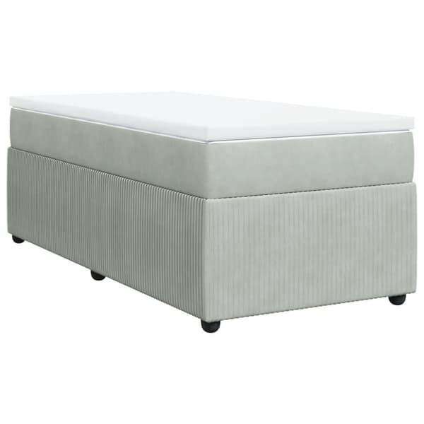 Ramsäng med madrass ljusgrå 90x200 cm sammet