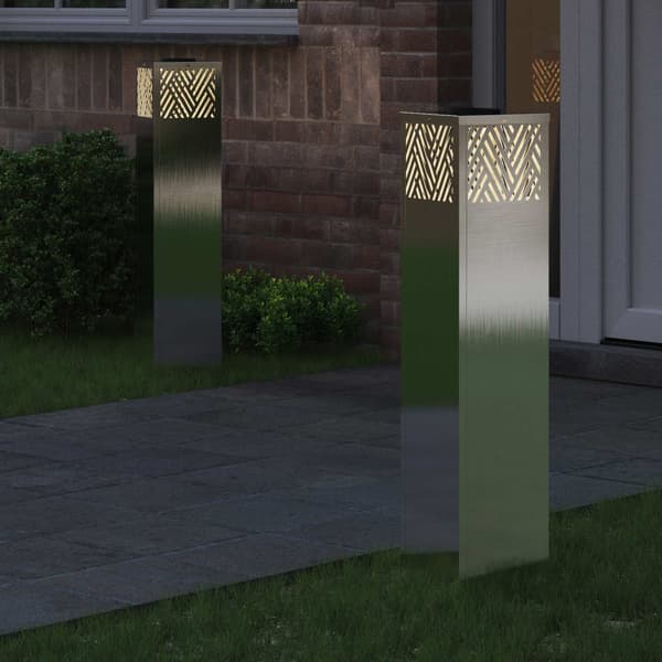 Solar LED Stig Ljus 2 pcs Silver Rostfritt stål