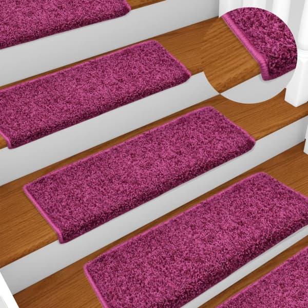 Trappmattor 15 st 65x21x4 cm violett rektangulär kant