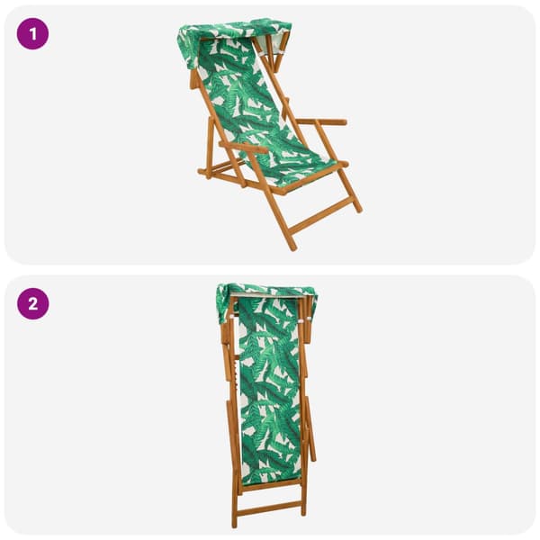 Deck Chair 3 Position Massiv Eukalyptus Trä Bladmönster