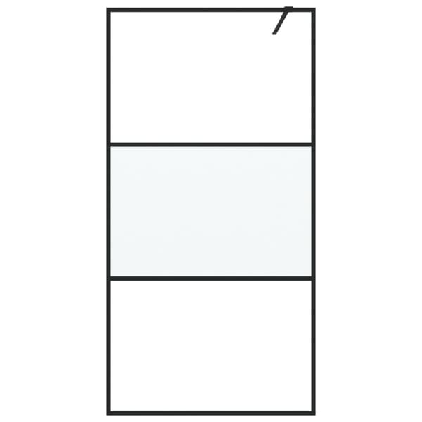 Duschvägg svart 100x195 cm halvfrostat ESG-glas