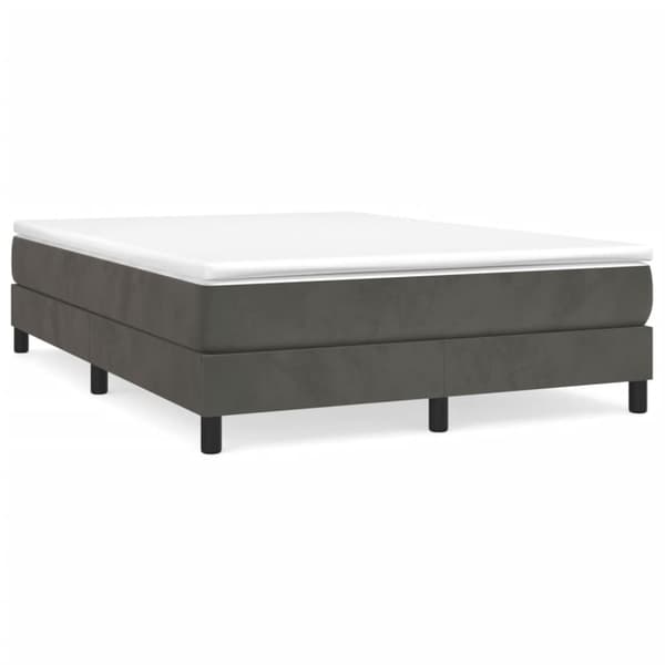 Ramsäng med madrass mörkgrå 140x200 cm sammet