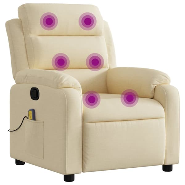 Massagefåtölj krämfärgad tyg
