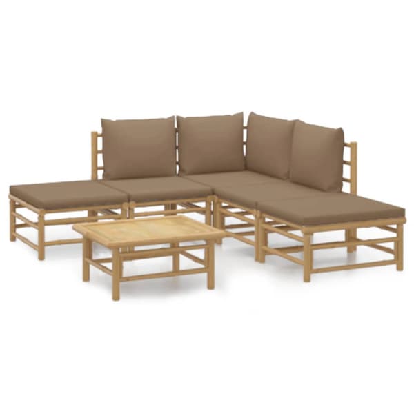 Loungegrupp 6 delar taupe dynor bambu