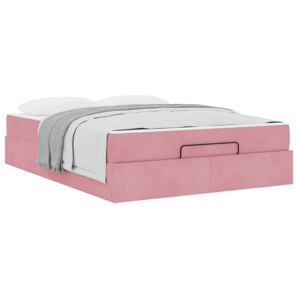 Sängram med madrass 2 pcs Rosa Sammet