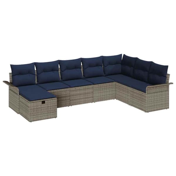 Trädgårdsoffset med kudde med lagring 8 pcs Poly rattan