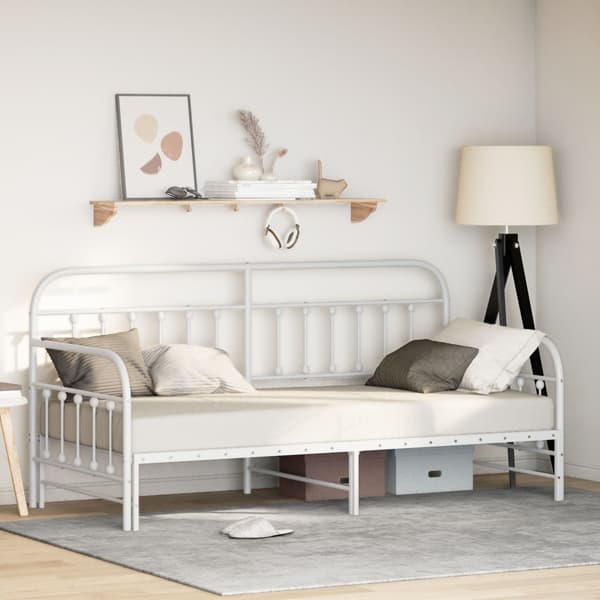 Dagbäddram Vit 90 x 190 cm Pulverlackerat stål