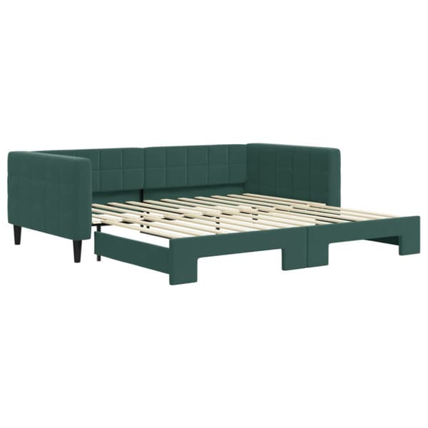 Dagbädd utdragbar mörkgrön 100x200 cm sammet