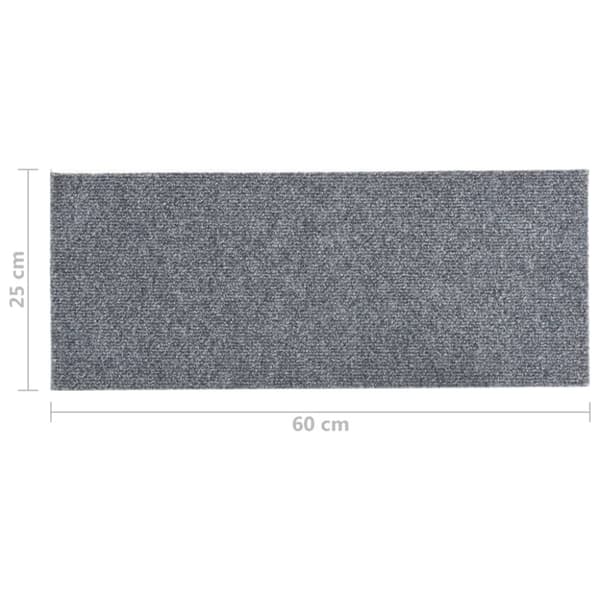 Trappmattor självhäftande 15 st 60x25 cm ljusgrå rektangulära