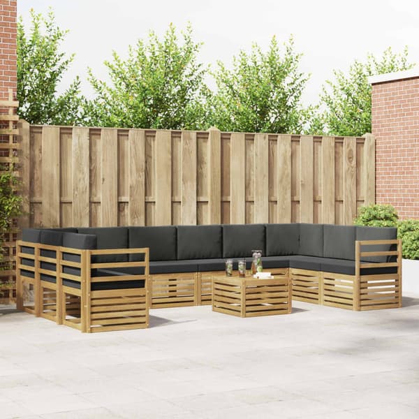 Utomhussoffset 8 pcs Vit och Antracit 59 x 59 x 37 cm Polyester