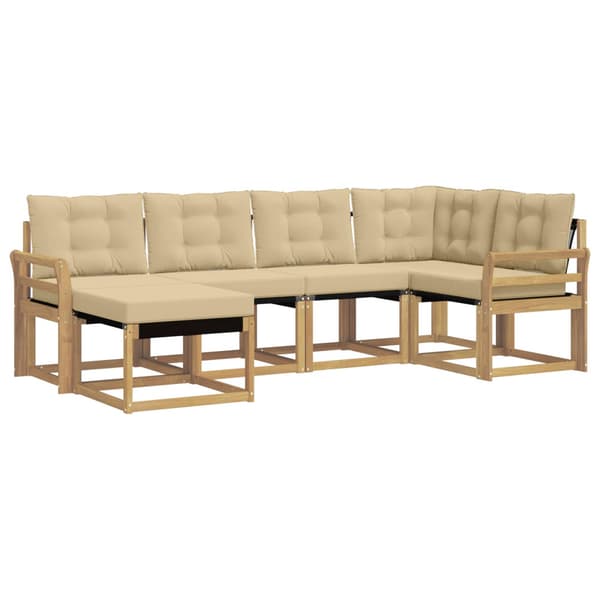 Utomhussoffset med kudde 6 pcs Vit och Beige