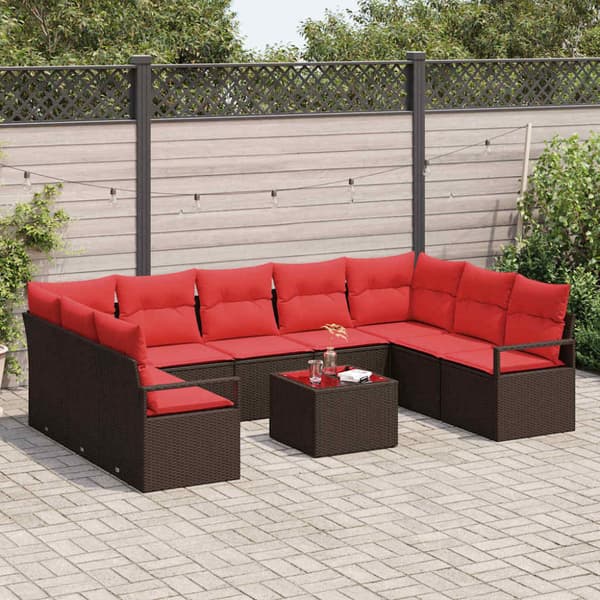 Soffset med kudde 10 pcs Brun konstrotting