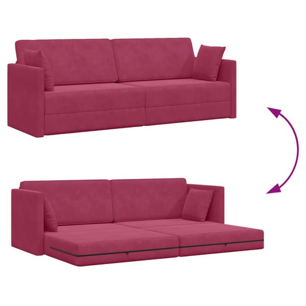 Golvbäddsoffa Vinröd 213 x 70 x 77 cm Sammet