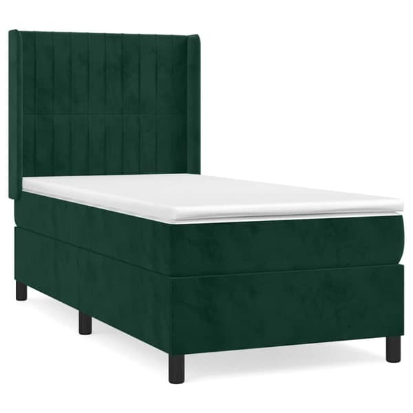 Ramsäng med madrass mörkgrön 80x200 cm sammet