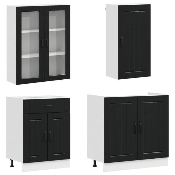 Köksenhet LUCCA 8 pcs Svart Konstruerat trä