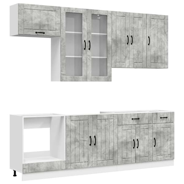 Köksenhet LUCCA 8 pcs Betonggrå Konstruerat trä