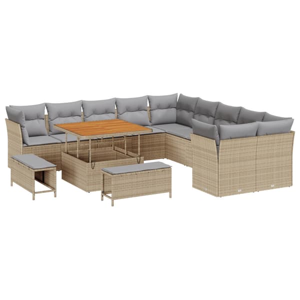 Trädgårdsoffset 13 pcs Beige konstrotting