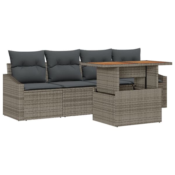 Trädgårdsoffset med lagring 5 pcs Grå Poly rattan