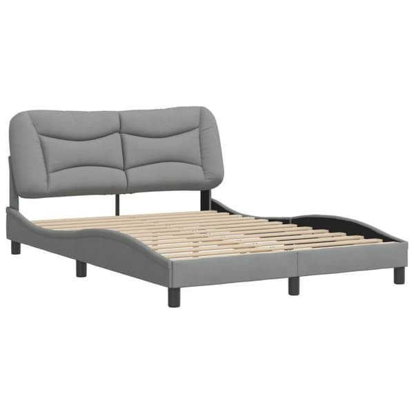 Bed Frame without Mattress "Hvar" Light Grey 140x200 cm Fabric