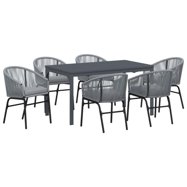 Trädgårdsmöbelset 7 pcs Grå konstrotting