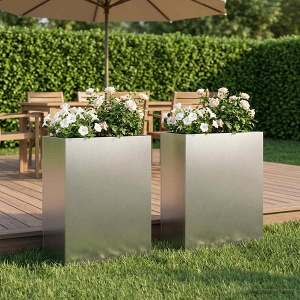 Trädgårdsplanterare 2 st Silver 40 x 20 x 40 cm Rostfritt stål