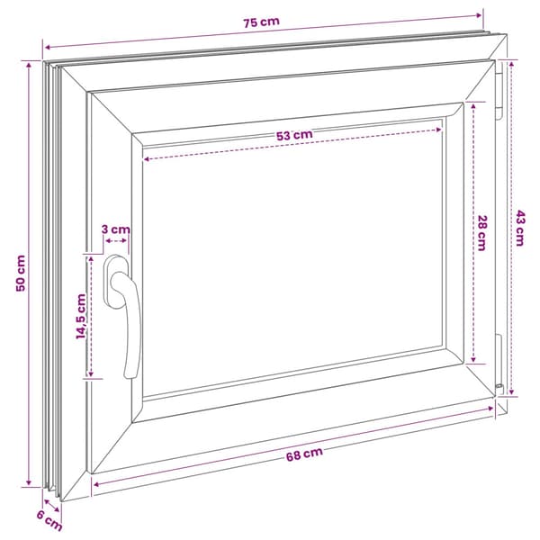 Källarfönster RISOR 75 x 50 cm PVC och glas