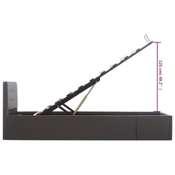 Sängram hydraulisk förvaring grå konstläder 90x200 cm