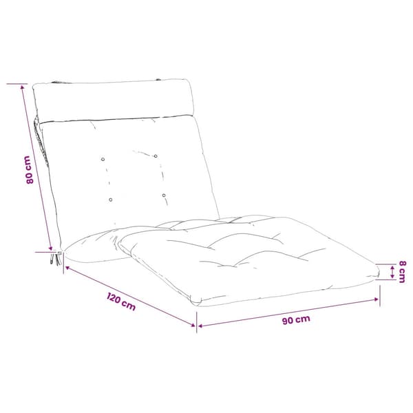 Solstol Kudde VIANEN 100% Polyester Grå 200 x 90 x 8 cm