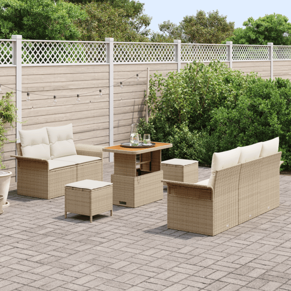 Trädgårdsoffset med kudde 8 pcs Beige och gräddfärgad