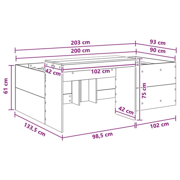 Barns högsängram med skrivbord Vit 90 x 200 cm Konstruerat trä