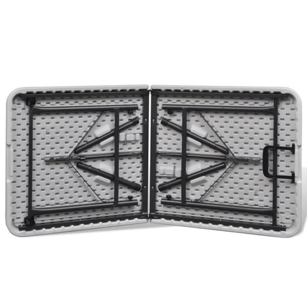 Hopfällbart trädgårdsbord 122 cm HDPE vit