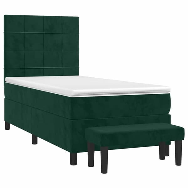 Ramsäng med madrass mörkgrön 90x200 cm sammet