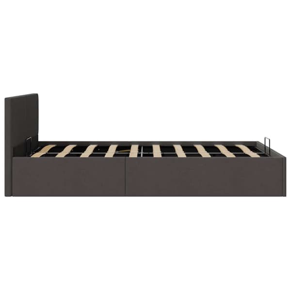 Sängram med hydraulisk förvaring mörkgrå tyg 120x200 cm