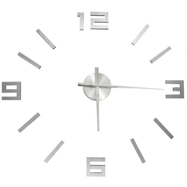 Väggklocka 3D modern design silver 100 cm XXL