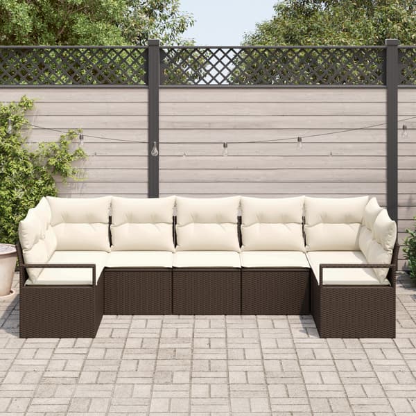 Soffset med kudde 7 pcs Brun konstrotting