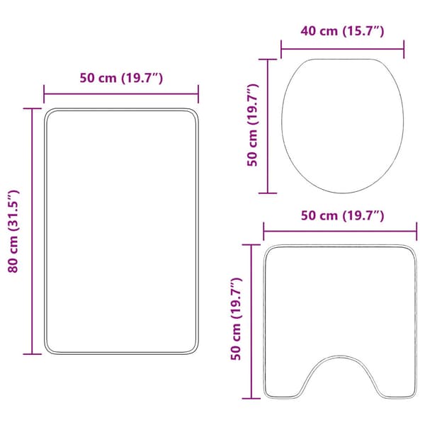 Antisklid badmatta set 3 pcs Kräm PP