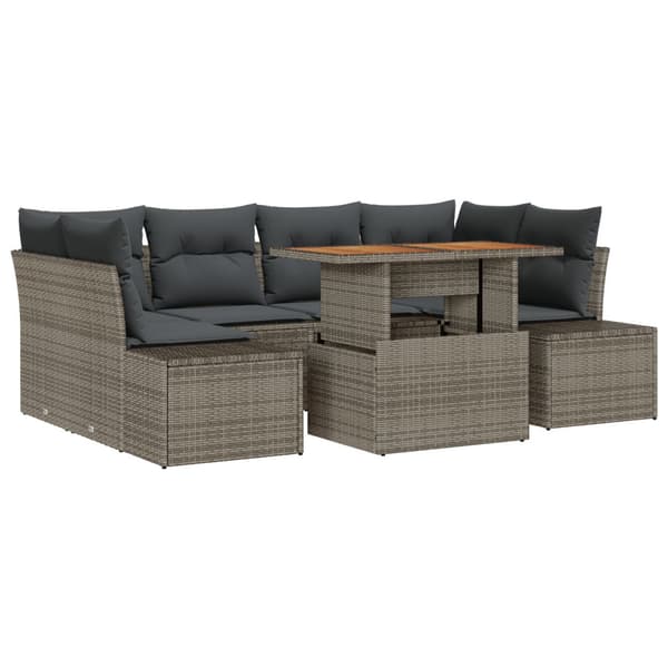 Trädgårdsoffset med lagring 7 pcs Grå Poly rattan